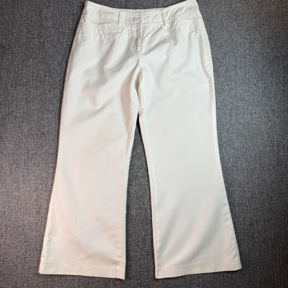 Women Dalia Collection Pant | Size 10P | White Wide Leg Petite Trousers
